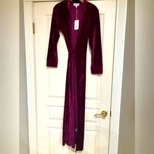 Elegant Velvet Long WRAP AROUND DRESS in Rich Burgandy